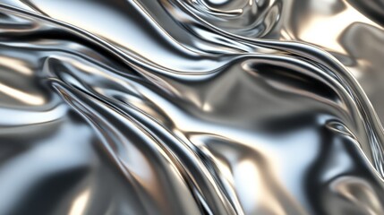 Flowing metallic fabric with reflective surface