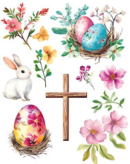 easter eggs and bunny