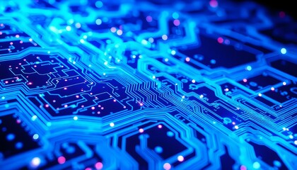 Abstract Blue Circuit Board Technology Background Image