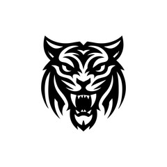 modern and  minimalist tiger head wild animal logo vector illustration .