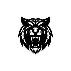Fototapeta premium modern and minimalist tiger head wild animal logo vector illustration .