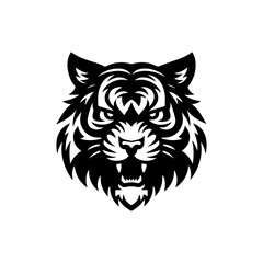 modern and  minimalist tiger head wild animal logo vector illustration .
