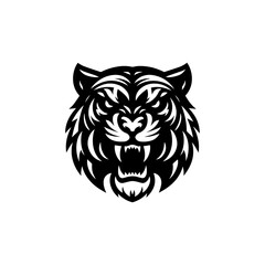modern and  minimalist tiger head wild animal logo vector illustration .