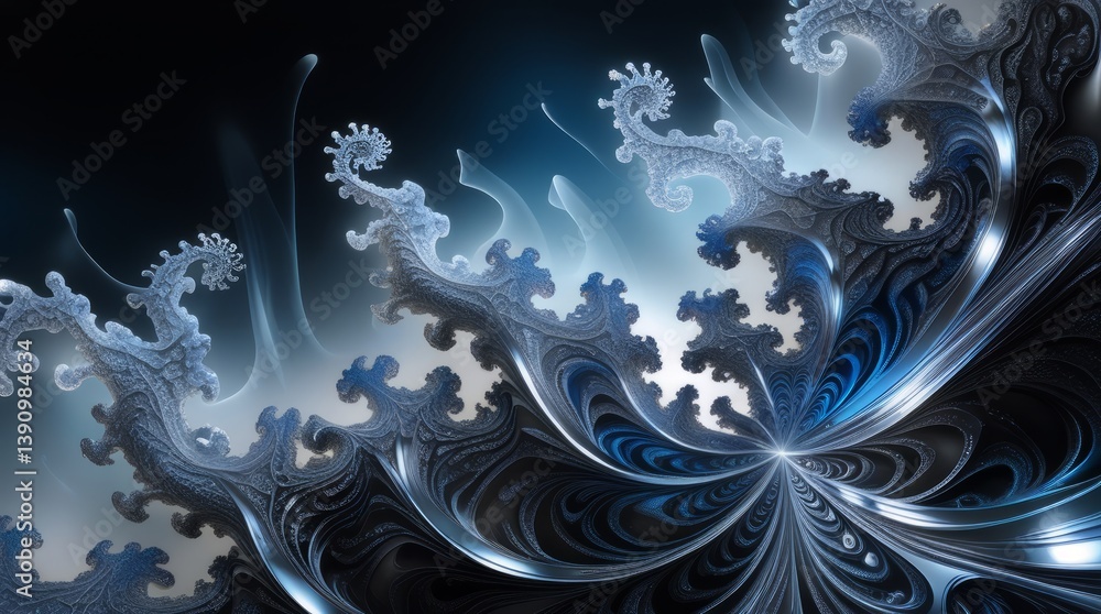 Poster digital artwork featuring an abstract, fractal design with a symmetrical layout, pyramid-like struct