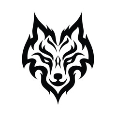 Fototapeta premium Wolf Head Vector Design in Black Outline on White Background