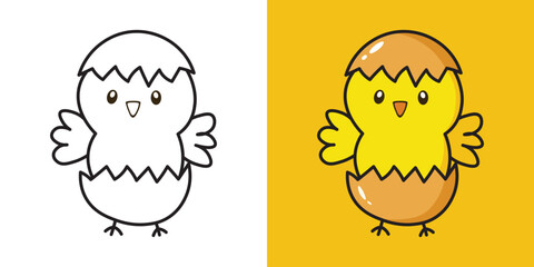 vector drawing pages for kids. with picture of chicks © Zefry