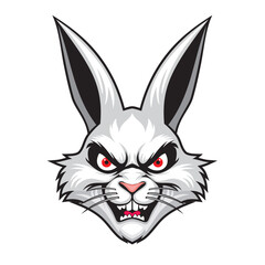 rabbit head mascot vector illustration angry rabbit design