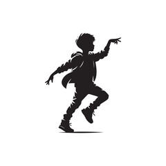 A dynamic vector illustration of a dancing boy, showcasing energetic movement and stylish pose. Perfect for event promotions, dance-themed designs, and projects celebrating dance culture.