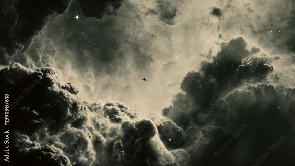Poster exploring the mysteries of a nebula in deep space generative ai