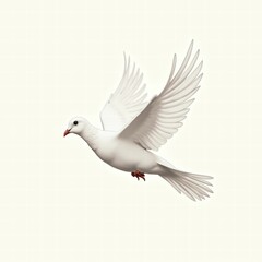 Obraz premium A beautifully detailed white dove in mid-flight, symbolizing peace, hope, and freedom. Perfect for wellness, spirituality, or nature-related projects.