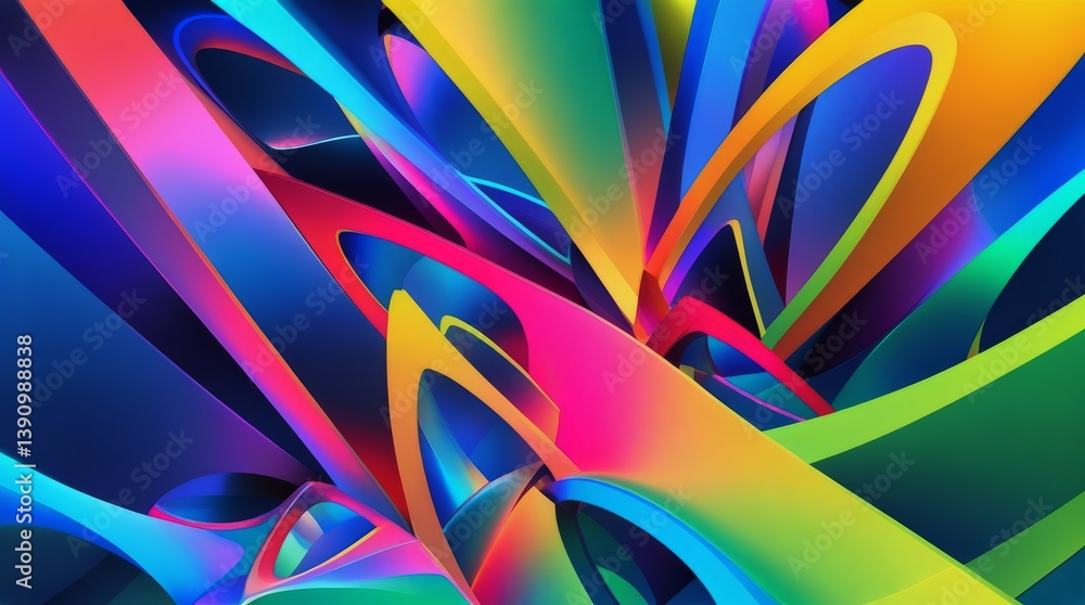 Poster vibrant kaleidoscopic pattern with symmetrical triangles and color gradients