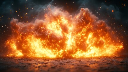 Burning Fireball Explosion With Dramatic Smoke And Flames Photo