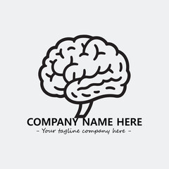 Brain illustration black and white for logo company vector image

