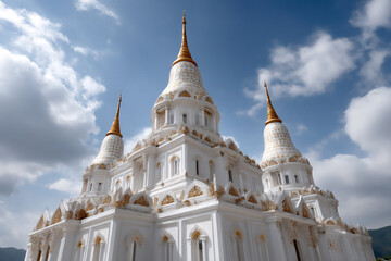 thai temple complex with golden spires