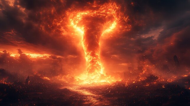 Cinematic View Of Fire Spiral Forming In Sky Photo