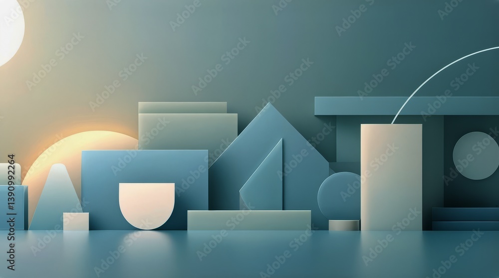Poster abstract geometric design featuring overlapping circles and triangles