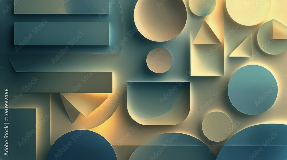 Poster abstract geometric design featuring overlapping circles and triangles