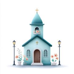 Fototapeta premium watercolor church with silhouettes