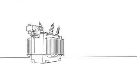 Obraz premium Minimalist Line Art: High-Voltage Electrical Transformer in Striking Simplicity