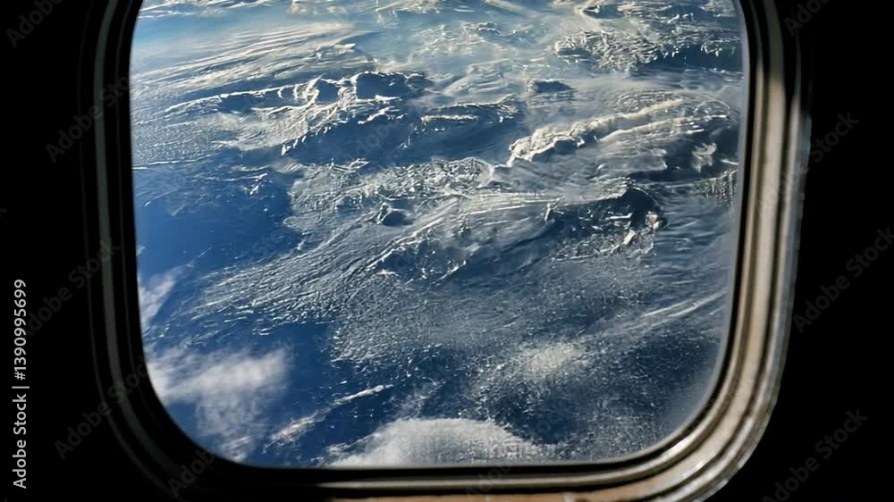 Poster stunning earth view from space shuttle over ocean and clouds generative ai