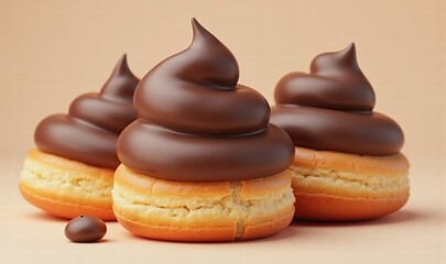 Delightful chocolate-topped pastries, perfect for dessert menus, bakery promotions, and sweet indulgence advertising.