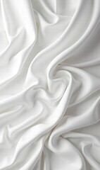Obraz premium Elegant white satin fabric with soft folds, perfect for showcasing luxury in fashion, textiles, and interior design projects.