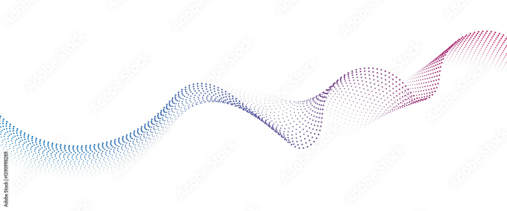 Fototapete flowing dot wave halftone gradient pattern on transparent background