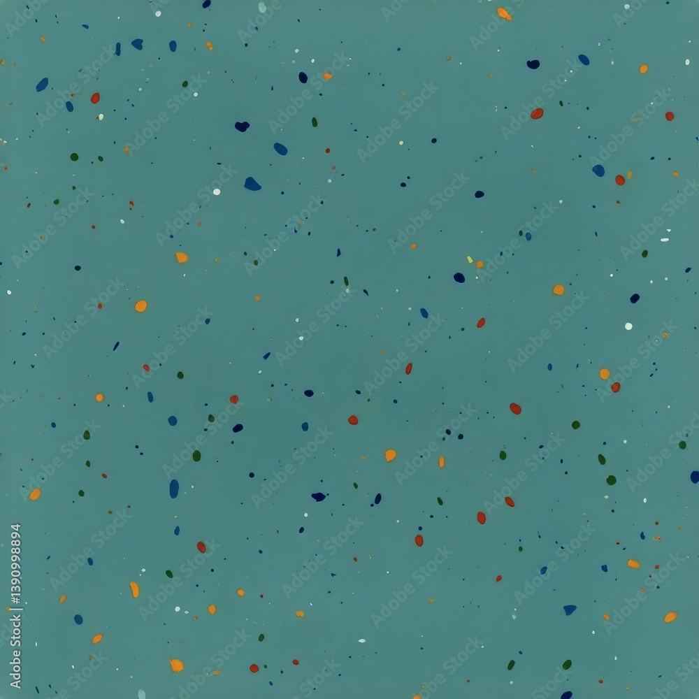 Poster turquoise background with colorful speckled dots pattern