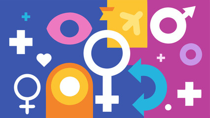 Gender Symbols A of gender symbols male female nonbinary agender in a colorful arrangement showcasing the variety of identities beyond the binary.