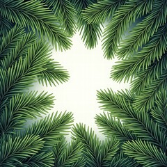 Lush evergreen branches create a natural frame, perfect for holiday designs, seasonal marketing, and eco-friendly themes. Ideal for greeting cards or festive promotions.