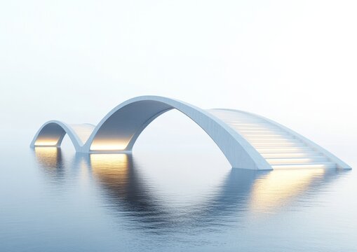 Modern arch bridge over calm water - Powered by Adobe