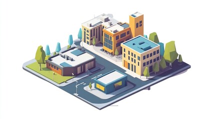 Isometric Cityscape Buildings Streets