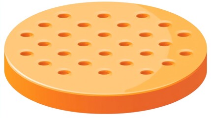 Fototapeta premium Perforated orange disc, isolated, studio, background white, filter