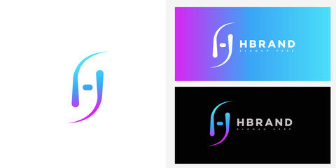 Abstract H Brand Logo Design, Gradient Colors, Modern Style