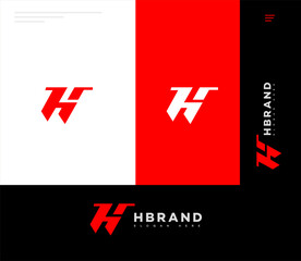 Red and White Modern H Letter Logo Brand Identity Design