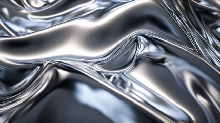 Liquid metallic silver ripples, abstract background, futuristic design