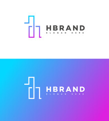 Obraz premium H Letter Logo Design Gradient, Minimalist, Modern, Linear, Abstract, Geometric, Blue, Purple, Creative