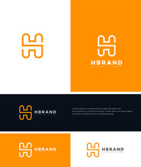 Fototapeta premium H Brand Logo Design Orange, Minimalist, Letter H, Branding Identity