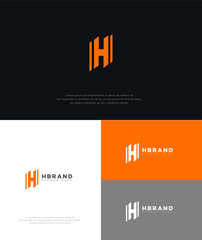 Modern H Letter Logo Design Orange, White, Gray Variations