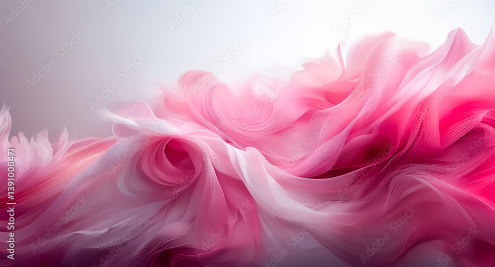 Poster soft pink and white abstract flowing shapes create a dreamy and gentle image. the curves and smooth 