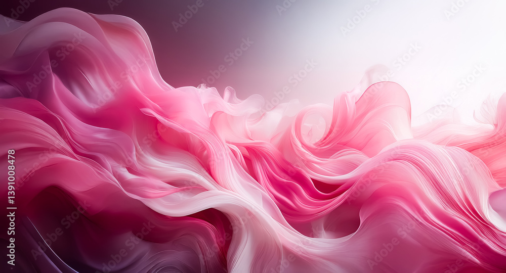Poster soft waves of pink and white intertwine on a dark backdrop, creating a dreamy and elegant scene. smo
