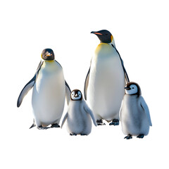 Obraz premium Three Penguins Standing Next to Each Other Isolated on Transparent Background