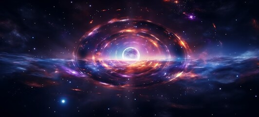 water an orbital outer space circle with starry sky in the background, ai generative