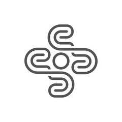 the logo consists of the medical cross mono line. Abstract, outline and elegant.