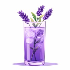 Lavender Cocktail with Aromatic Floral Garnish: Refreshing Summer Beverage in Vibrant Purple Hue