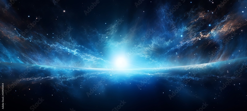 Wall mural water an orbital outer space circle with starry sky in the background, ai generative
