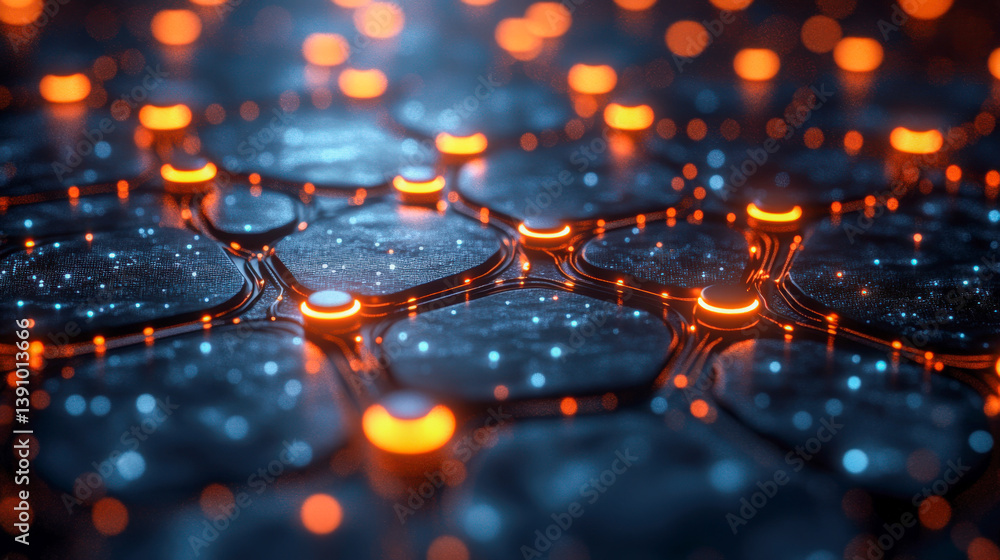Aufkleber abstract network connection design showcasing illuminated nodes and connections on a dark surface