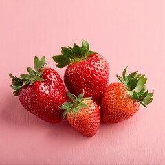 Strawberries on Baby Pink Background