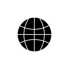Globe shape icon. Earth grid symbol. Global network vector. Black silhouette.