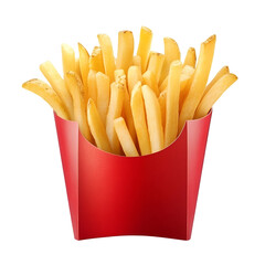 Crispy Golden French Fries in Red Cardboard Container